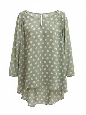 Sage Polka Dot Tunic Blouse NWT